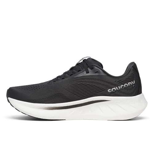 Saucony Women's Ride 18 Sneaker, Black/White, 11.5 | Amazon (US)