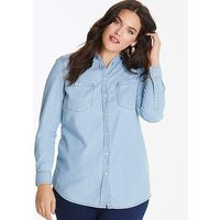 Light Stonewash Western Denim Shirt | Simply Be (UK)