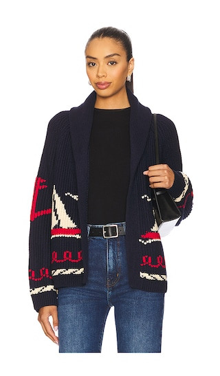 Sailboat Lodge Cardigan in Dark Navy | Revolve Clothing (Global)