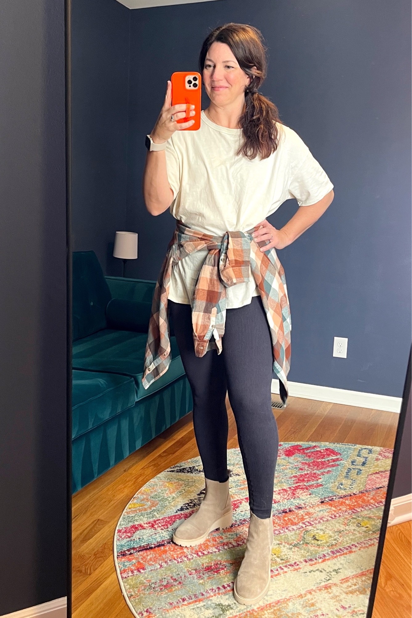 Same flannel/leggings outfit with different color booties. Love these Amazon leggings. High waisted, super comfy with a pocket!

#LTKstyletip #LTKunder50