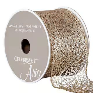 2.5" Wired Metallic Knit Ribbon By Celebrate It™ Aria Vintage Blush | Michaels Stores