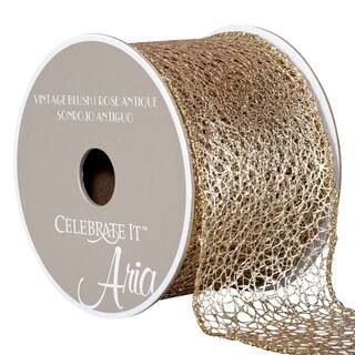 2.5" Wired Metallic Knit Ribbon By Celebrate It™ Aria Vintage Blush | Michaels Stores
