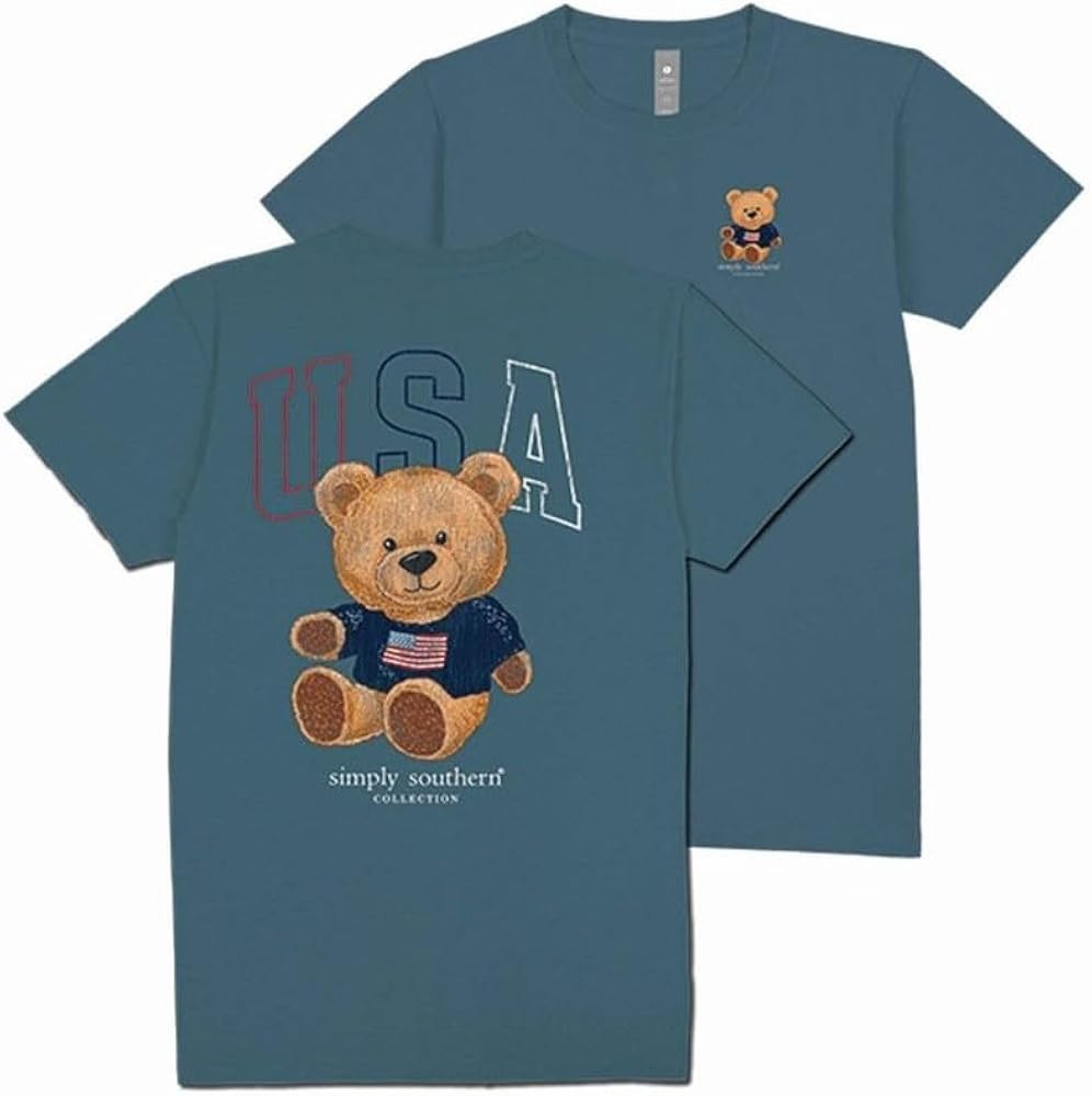 Simply Southern USA - American - Patriotic - Teddy Bear - Adult T-Shirt | Amazon (US)