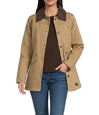 Pendleton Judith Cotton Canvas Corduroy Point Collar Button Front Field Coat - M | Dillard's
