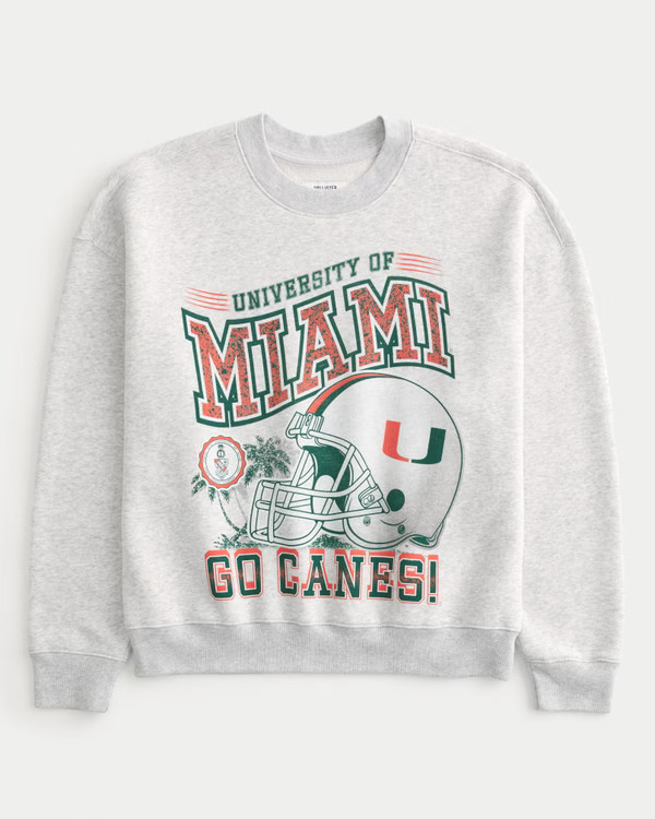 Men's Boxy University of Miami Graphic Crew Sweatshirt | Men's Tops | HollisterCo.com | Hollister (US)