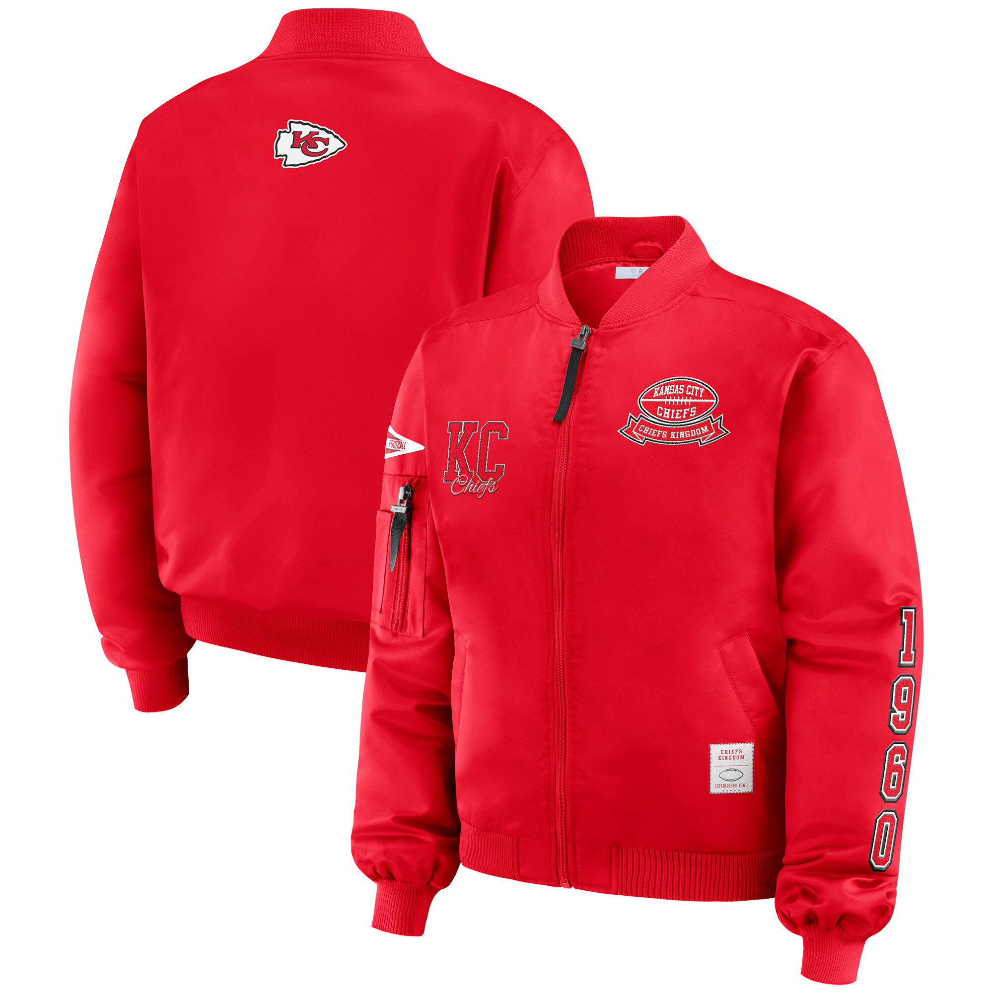 Women's Kansas City Chiefs WEAR by Erin Andrews Red Patch Full-Zip Bomber Jacket | NFL Shop