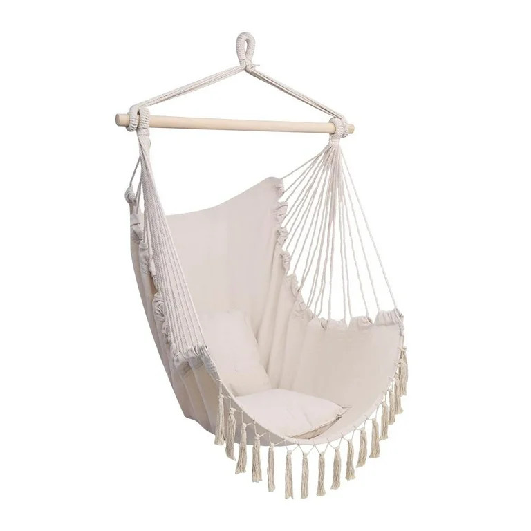 Zimtown Hammock Chair Swing with  2 Cushions - Beige | Walmart (US)