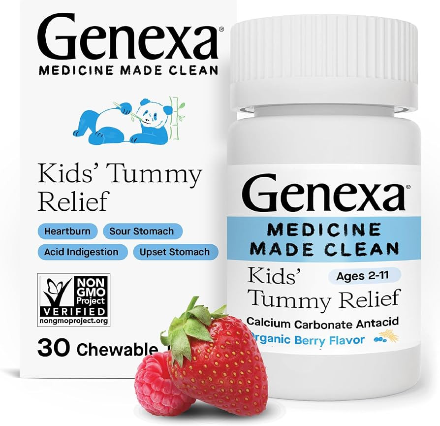 Genexa Kids’ Clean Tummy Relief Antacid Chewables, Dye Free, 0% Artificial Additives, Children'... | Amazon (US)