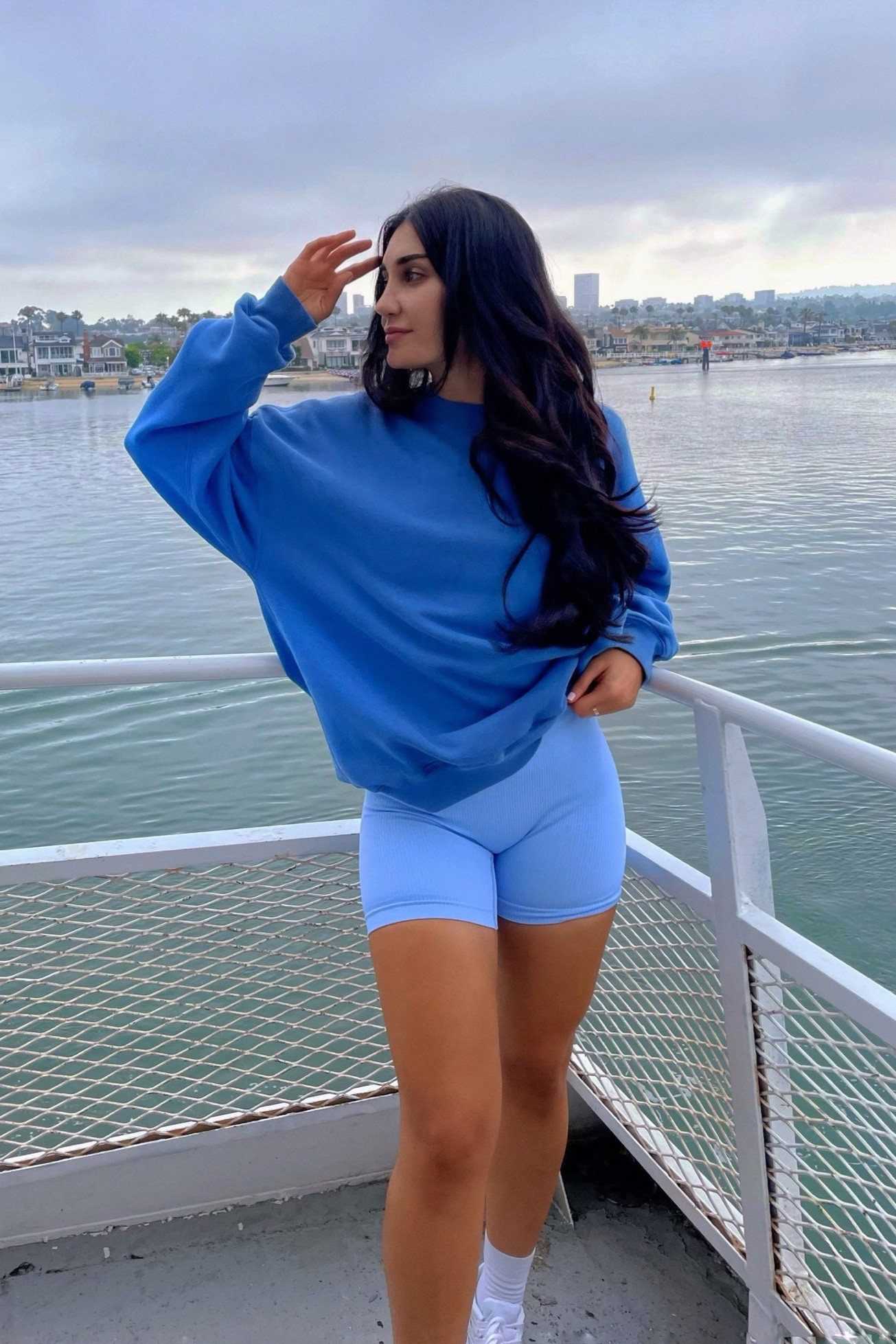 Matching the view 💙🐬🧿 sweater is sold out at Abercrombie but linked a similar one, I’m wearing Men’s L for oversized look! Shorts are from Amazon, linked in my storefront on my Instagram @sanambaby!! 💙💙💙

#LTKFind #LTKU #LTKSeasonal