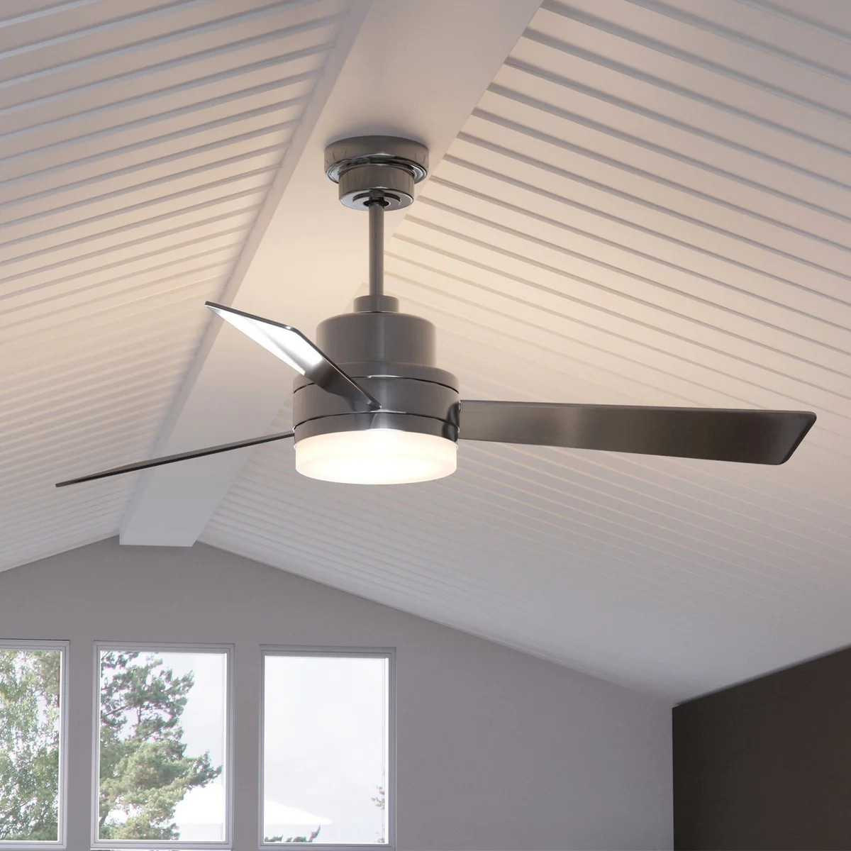 UHP9210 Modern Indoor Ceiling Fan, 15.8"H x 52"W, Brushed Nickel, Capitola Collection | Urban Ambiance, Inc.