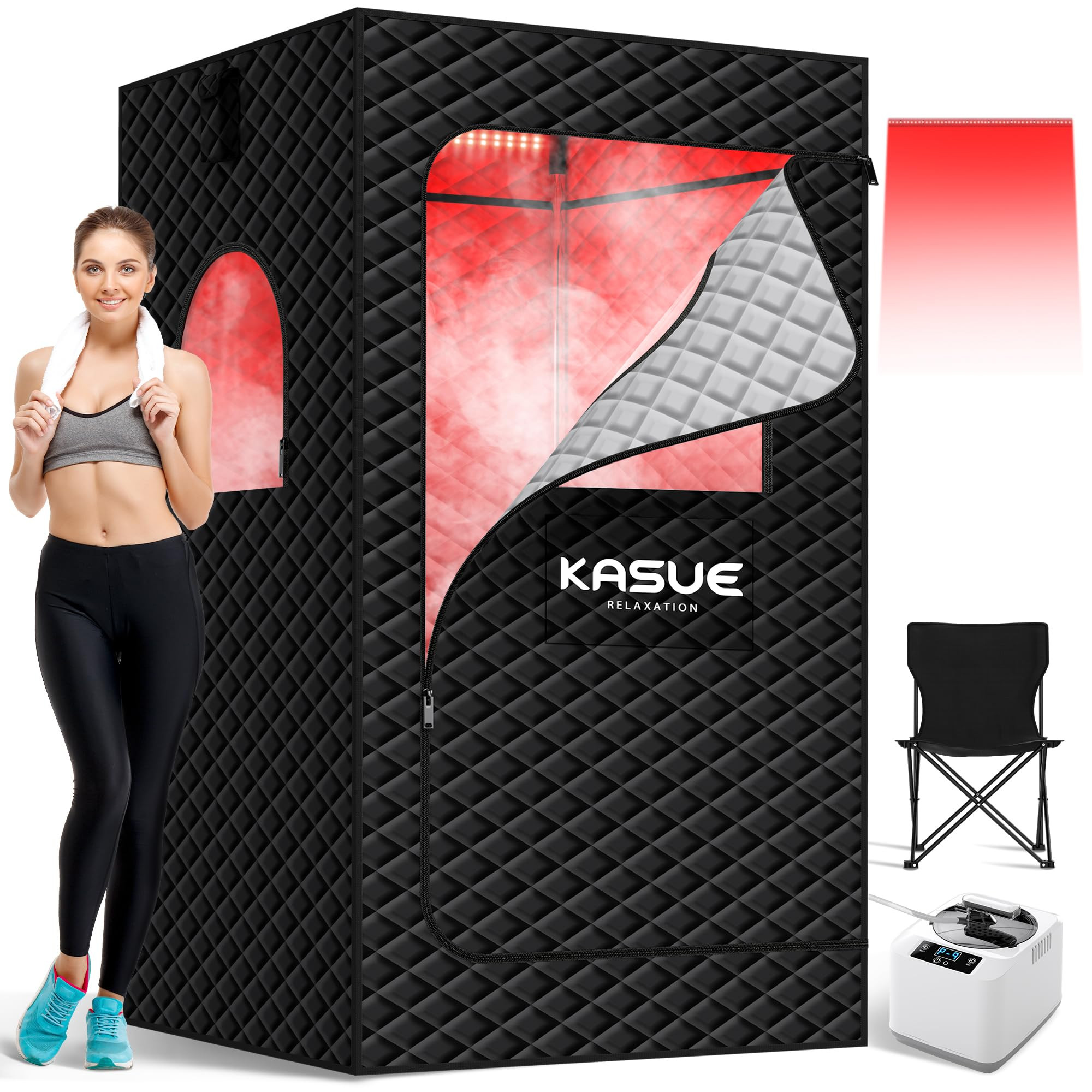 Infrared Sauna Box, Portable Steam Sauna with 3L Steamer, 5-Layer Waterproof, Thermal Insulation,... | Amazon (US)