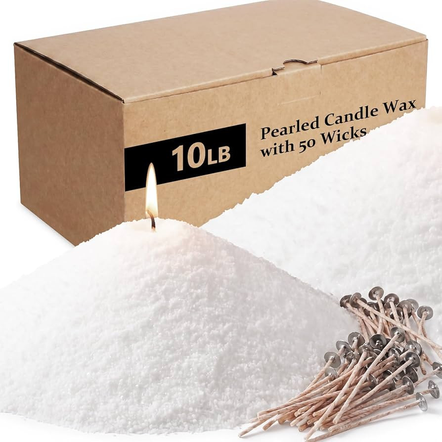 BISWYLBLJ Natural Pearled Candle Sand,10LBS White Sand Wax with Wicks,Refillable DIY Candle Makin... | Amazon (US)