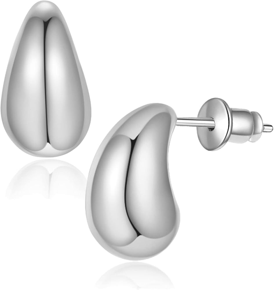 Chunky Gold Hoop Earrings for Women,Lightweight Waterdrop Earrings Hypoallergenic Hollow Thick Op... | Amazon (US)