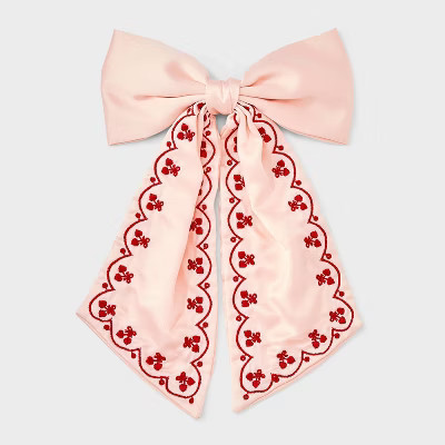 Scallop Trim Bow Hair Barrette - A New Day™ Pink | Target