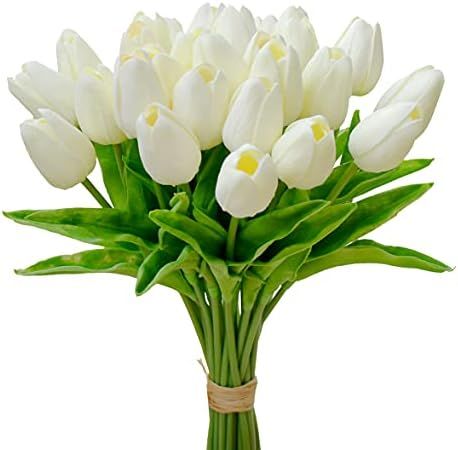 Mandy's 28pcs Cream Flowers Artificial Tulip Silk Flowers 13.5" for Home Decorations Centerpieces... | Amazon (US)