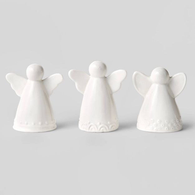 3pc Ceramic Angel Decorative Figurine Set White - Wondershop&#8482; | Target