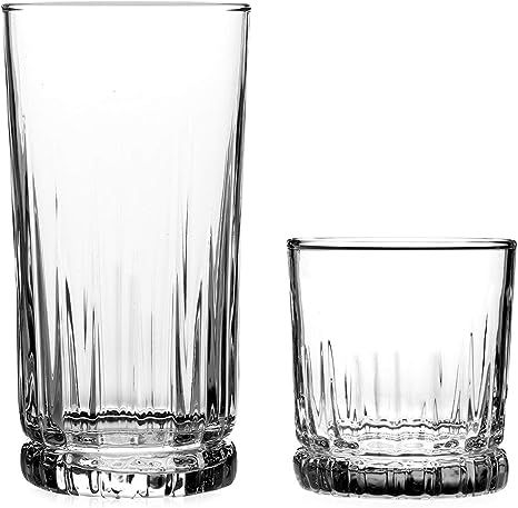 Anchor Hocking 16 Piece Anniston Drinking Glass Set, Set of 8 Tumblers/Highball Glasses & 8 Rocks... | Amazon (US)