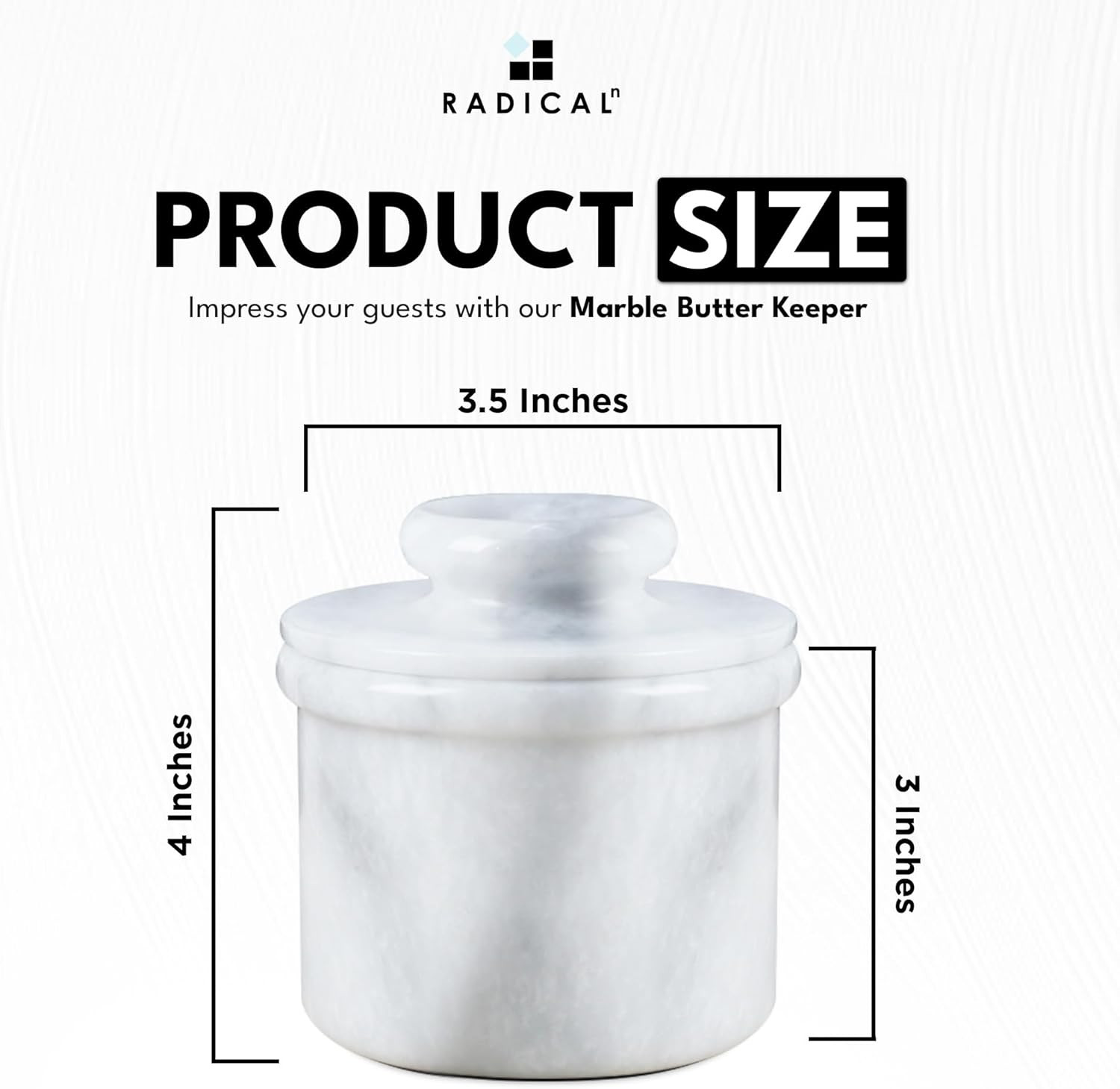 Radicaln Marble Butter Keeper 4'' inches White Handmade Cover Pot French Butter Storage - Crock K... | Amazon (US)