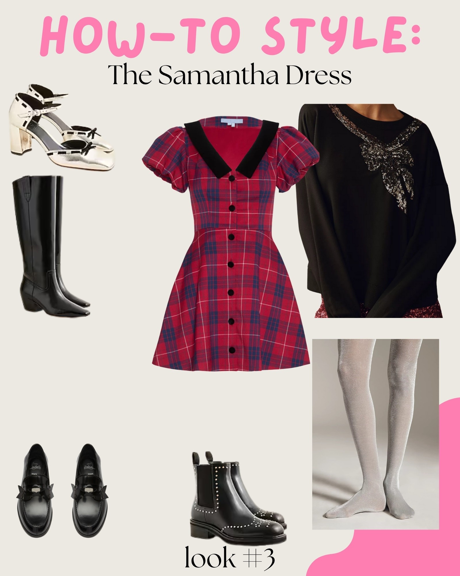 Everyone has a holiday dress in their closet. You can give it second life by updating the styling. Here are four different outfit ideas with The Samantha Dress from Hill House Home. 🎄

Look three takes your holiday dress and turns it casual and comfortable. Tossing a sequin sweatshirt and using the dress like a skirt! Paired with fun metallic tights and boots. ⭐️

#LTKHoliday #LTKStyleTip #LTKSeasonal