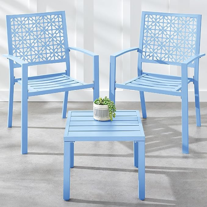 Best Choice Products 3-Piece Outdoor Bistro Set, Stackable Modern Steel Furniture for Porch, Gard... | Amazon (US)