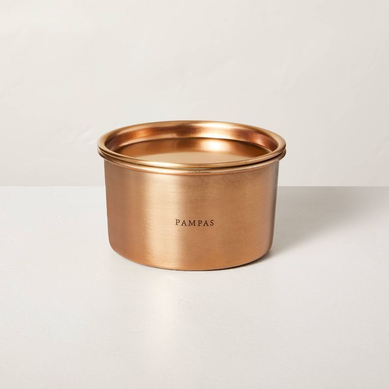 20oz Pampas Lidded Metal Multi-Wick Candle Brass Finish - Hearth &#38; Hand&#8482; with Magnolia | Target