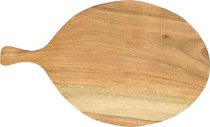 Creative Co-Op DF3134 Round Acacia Wood Cheese Handle Cutting Board, 10.25", Brown | Amazon (US)