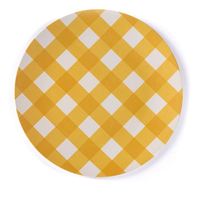 Shiraleah Ainsley Set of 4 Yellow Checks Melamine Appetizer Plates | Target
