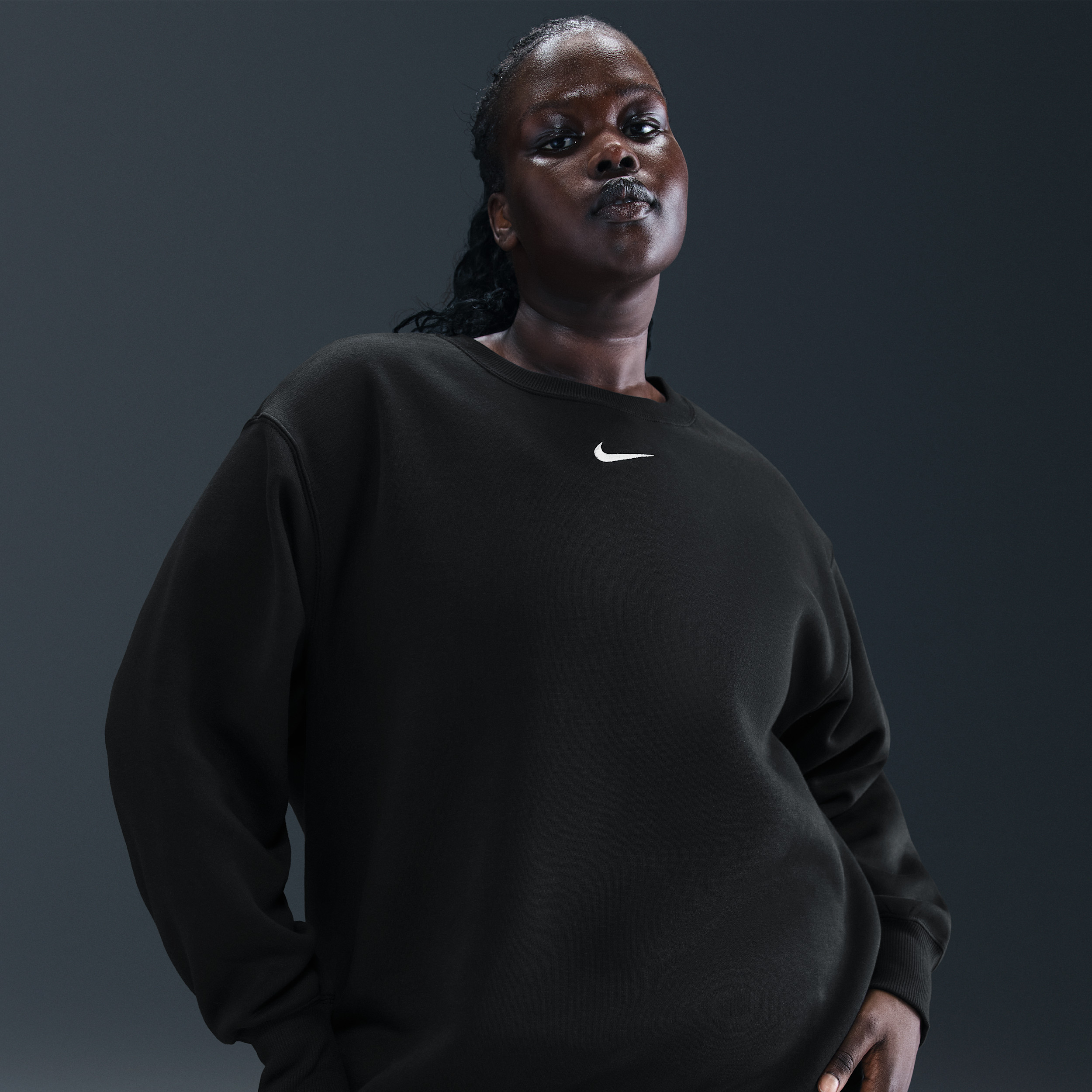 Women's Nike Sportswear Phoenix Fleece Oversized Crew-Neck Sweatshirt (Plus Size) in Black | FZ4272-010 | Nike (US)