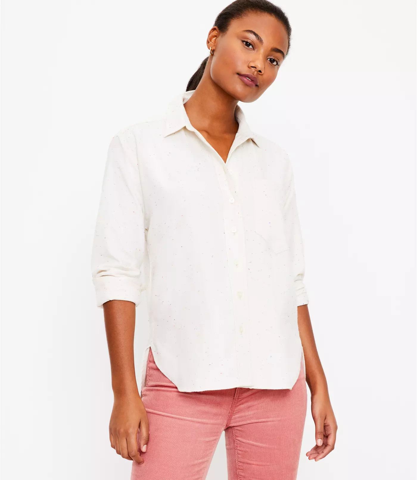 Flecked Cozy Pocket Shirt | LOFT | LOFT
