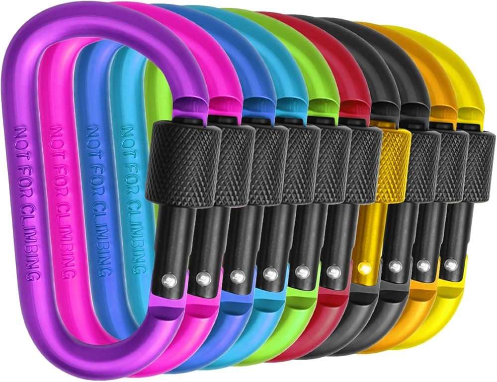 Locking Carabiner Clip, Vonpri 3 Inch D Ring Clips Spring Snap Key Chain Hook Screw Gate Aluminum... | Amazon (US)