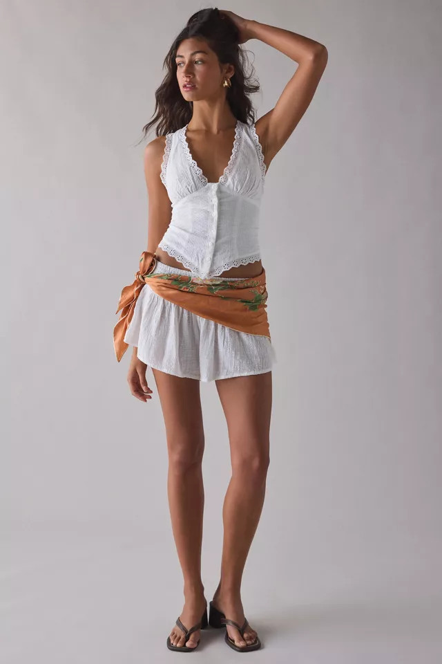 Kimchi Blue It's A Vibe Eyelet Lace Trim Corset Tank Top in White, Women's at Urban Outfitters | Urban Outfitters (US and RoW)