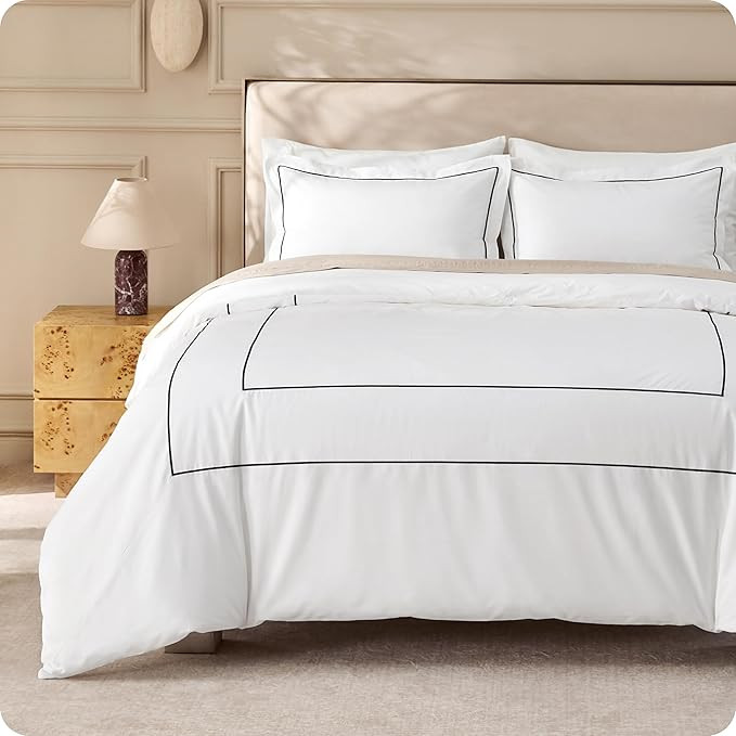 Bedsure Hotel Collection Duvet Cover Queen, 100% Cotton Percale Duvet Cover, White Comforter Cove... | Amazon (US)