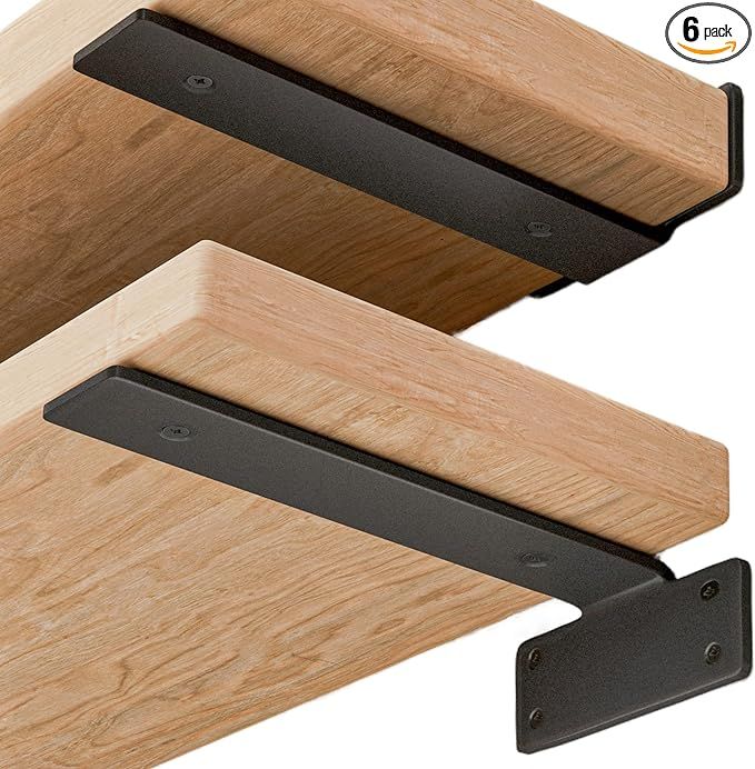 Floating Shelf Brackets 8 Inch Heavy Duty Hidden Invisible L Shelves Brackets - 1/5 Inch Cast Iro... | Amazon (US)