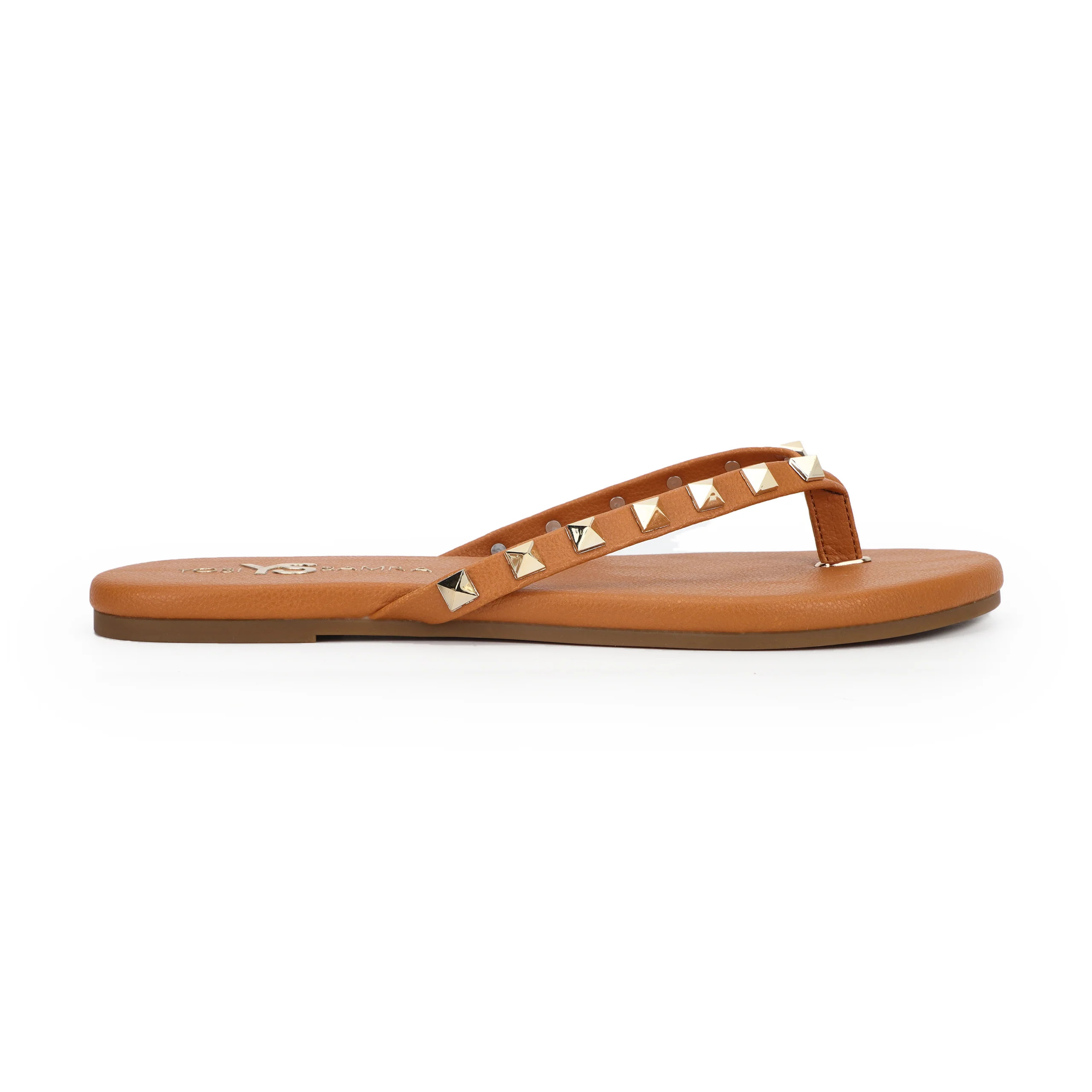 Rivington Stud Flip Flop in Cognac | Yosi Samra