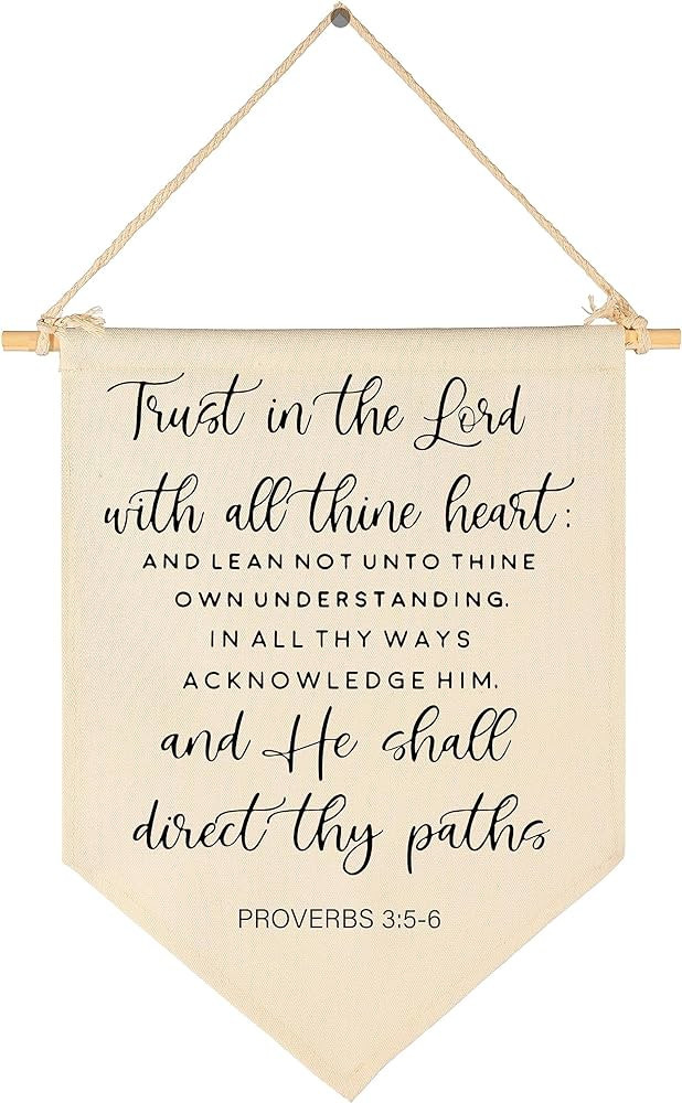 Trust In The Lord With All Thine Heart- Bible Verse Sign- Scripture Banner Decor- Inspirational H... | Amazon (US)