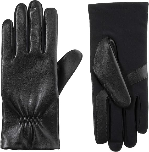 isotoner Women's Classic Stretch Leather Touchscreen Cold Weather Gloves, Fleece Lining | Amazon (US)