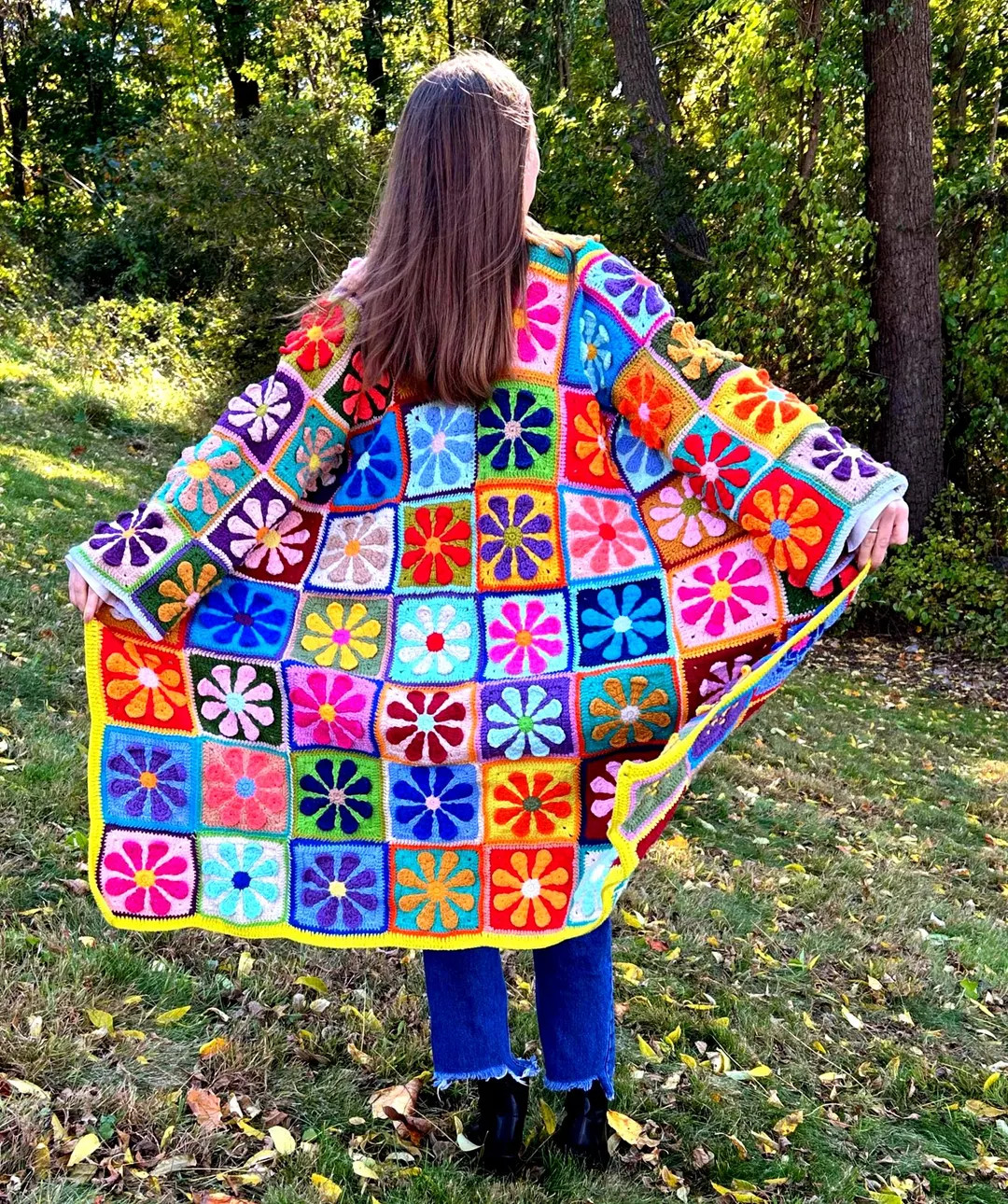 Crochet Floral Duster Cardigan,granny Square Colorful Long Cardigan,afgan Patchwork Crochet Duste... | Etsy (US)