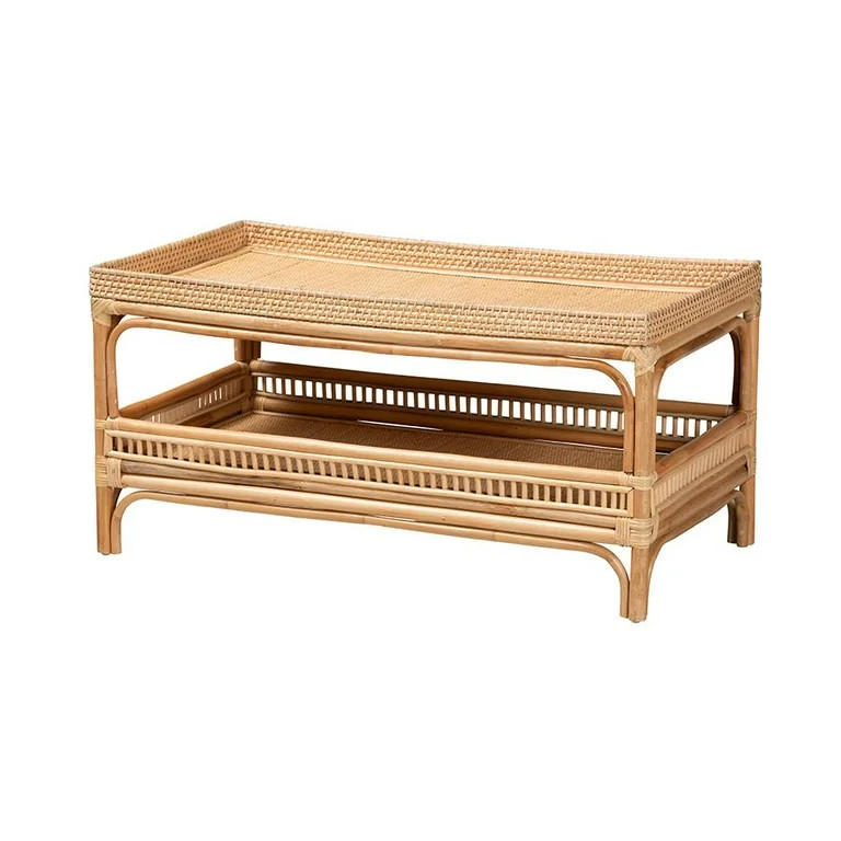 bali & pari Lombok Modern Bohemian Natural Rattan Coffee Table | Walmart (US)