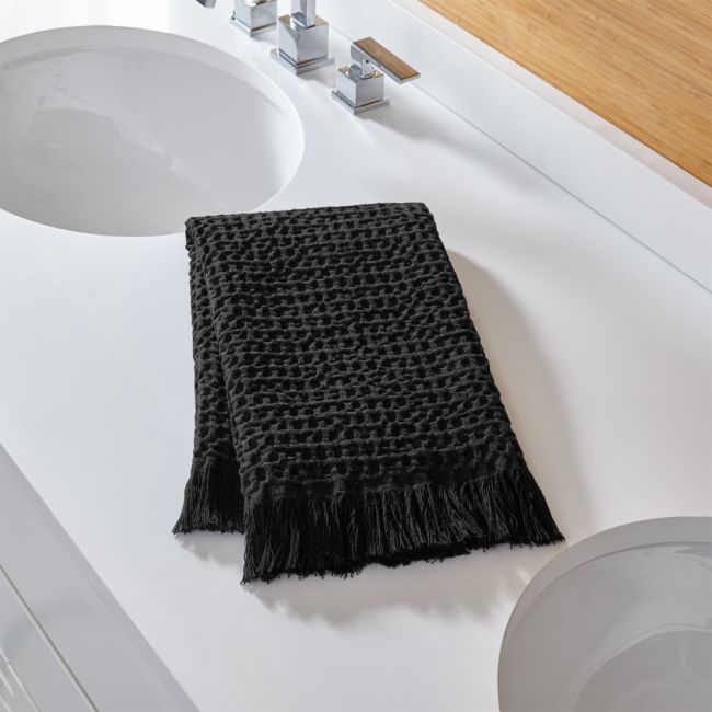 Sola Black Guest Towel | Crate & Barrel