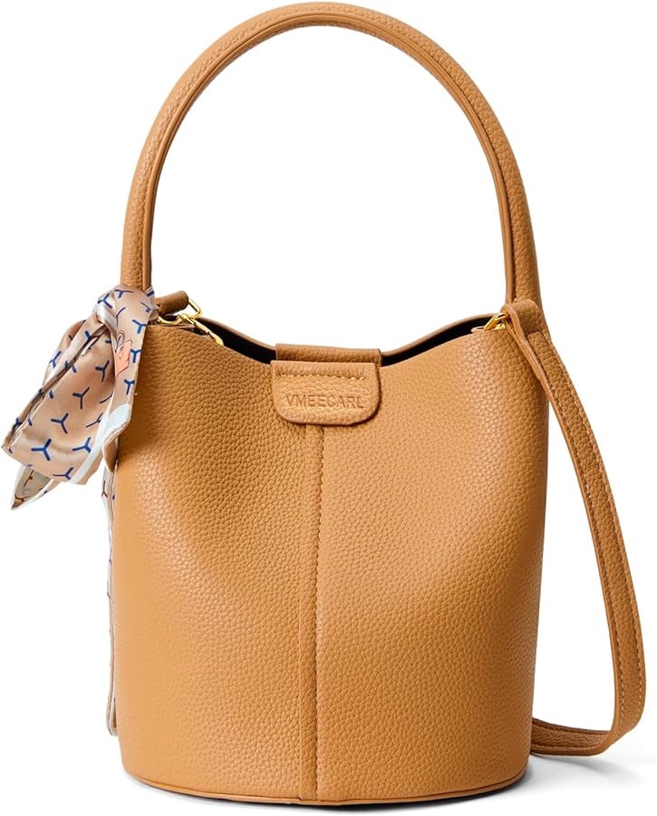 Bucket Bags for Women, Vegan Leather SMALL Crossbody Bags, Trendy Top-handle purses with 2 Remova... | Amazon (US)