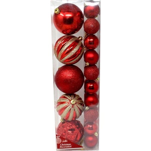 Christmas Festive Holiday Season Ball Ornaments Colors-Red-25pk | Bed Bath & Beyond