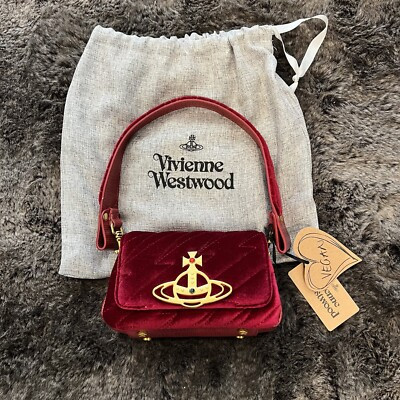 VIVIENNE WESTWOOD Nana Burgundy Velvet Hazel Quilted Clutch Purse Crossbody Bag  | eBay | eBay US