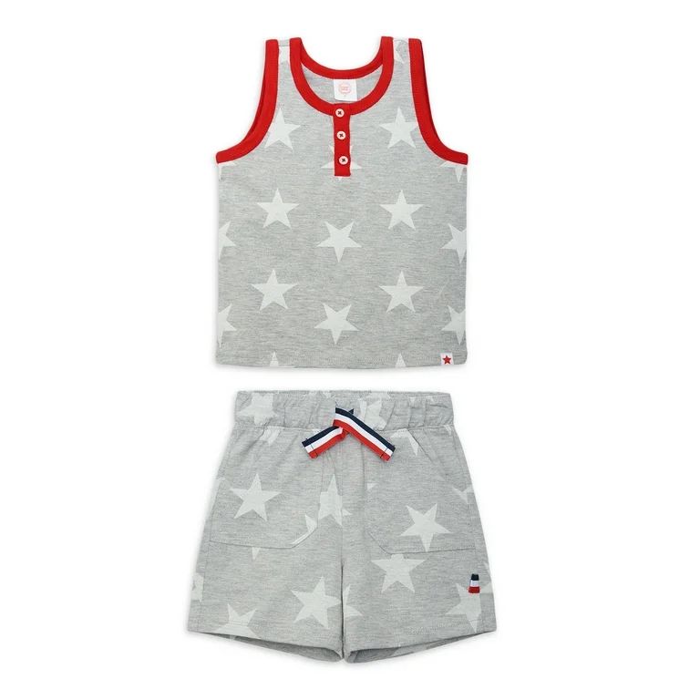 Wonder Nation Toddler Boys’ Americana Print Tank Top and Shorts Set, 2-Piece, Sizes 12M-5T | Walmart (US)
