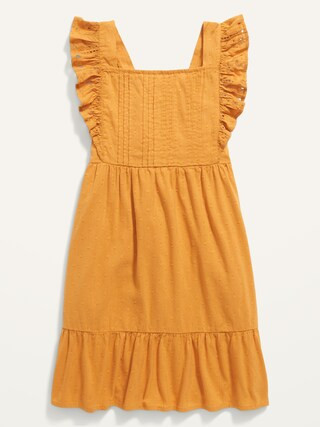 Sleeveless Textured Clip-Dot Ruffled Midi Sundress for Girls | Old Navy (US)
