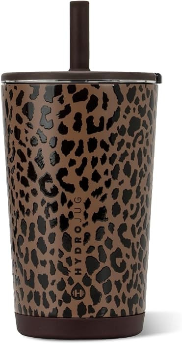 HydroJug Everyday Tumbler 14 oz, Ceramic-Lined Straw Cup, Brown Leopard | Amazon (US)