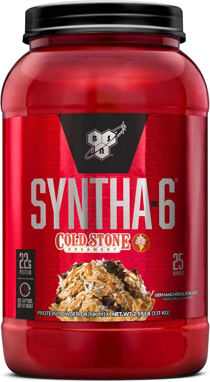 BSN Syntha-6 Whey Protein Powder, Cold Stone Creamery- Germanchökolätekäke Flavor, Micellar Ca... | Amazon (US)