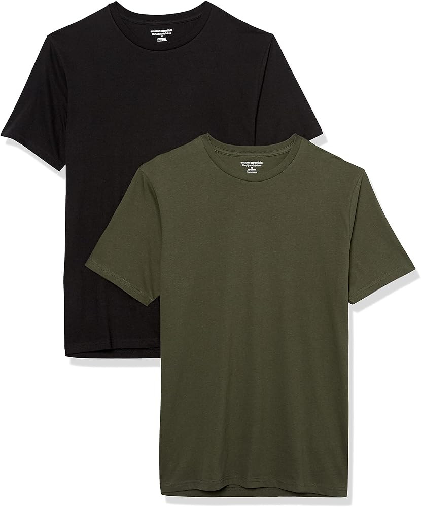 Amazon Essentials Men's Short Sleeve T-Shirts, Slim-Fit, Crewneck, Pack of 2 | Amazon (US)