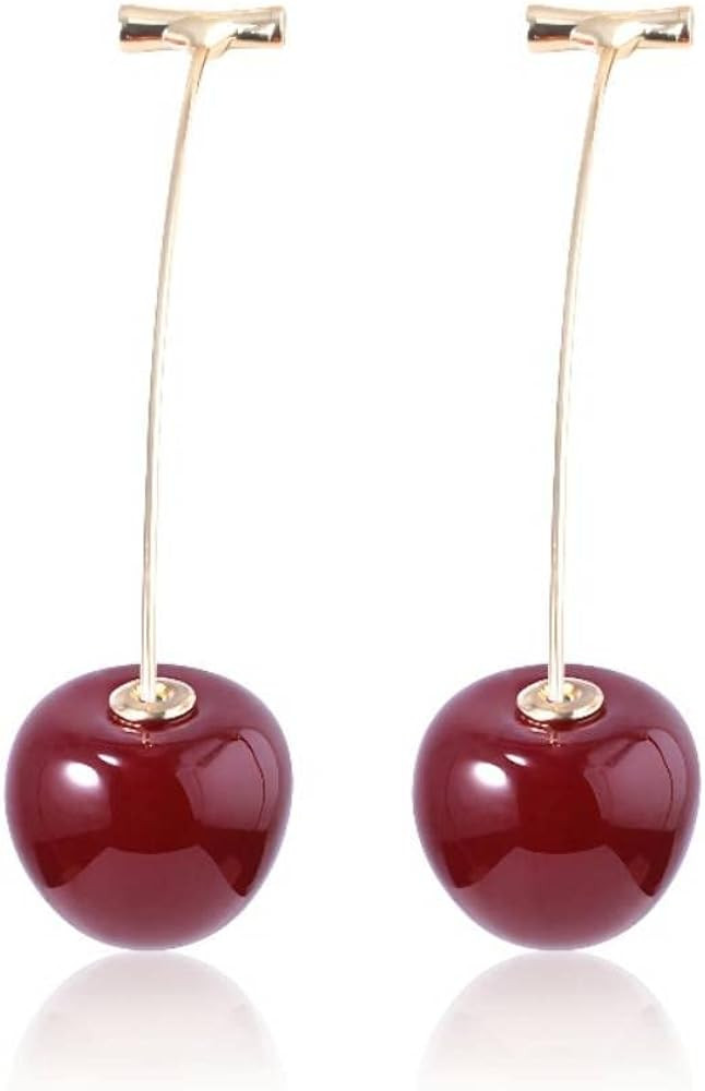 Cherry Earrings Dangle - JJBA JoJo Kakyoin Cute Anime Cosplay Jewelry - Sweet Fruit Earring Gift ... | Amazon (US)