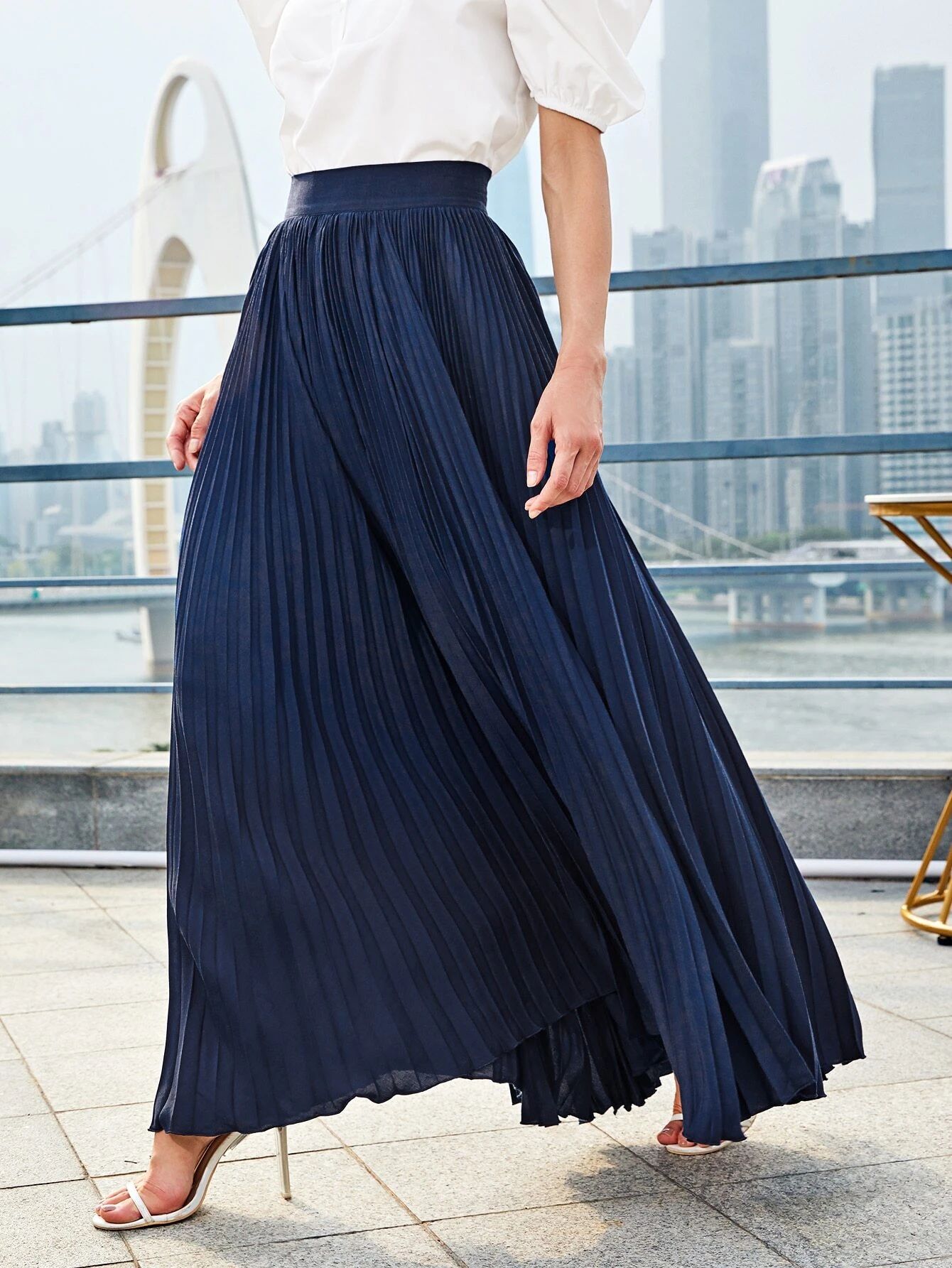 SHEIN Pleated Solid Skirt | SHEIN