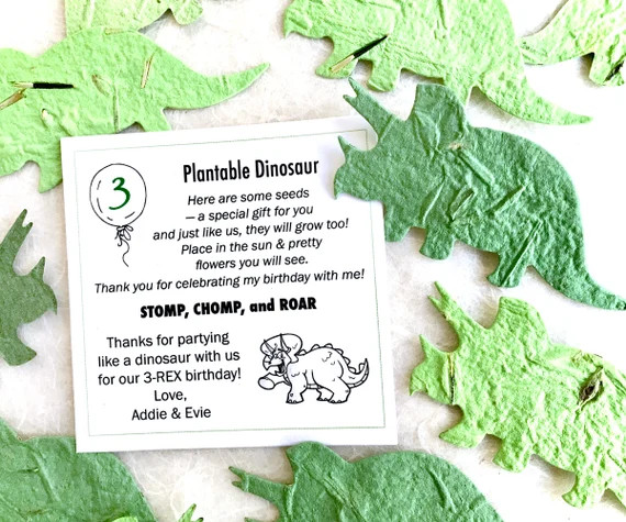 18 Dinosaur Seed Paper Birthday Party Favors  Plantable Paper | Etsy | Etsy (US)
